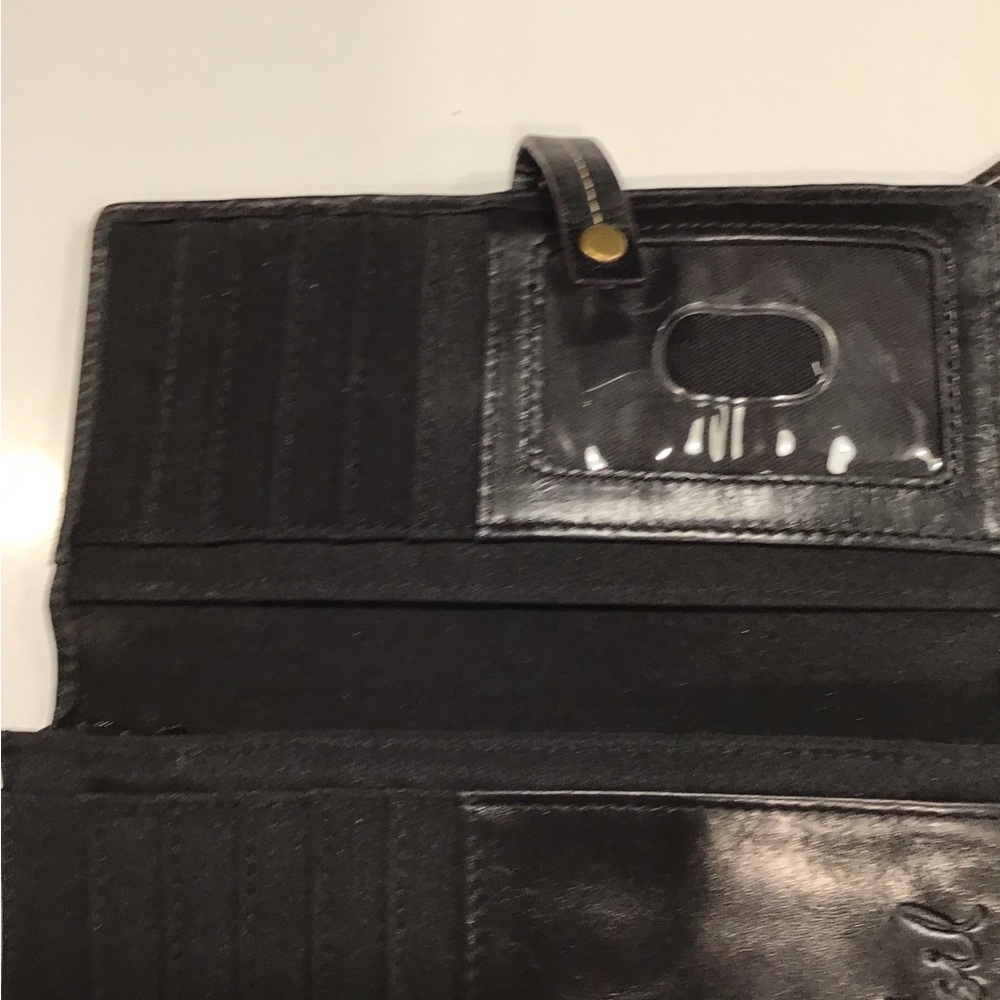 Fossil All LEATHER Black Butterfly Snap Closure Wallet - Picture 4 of 8